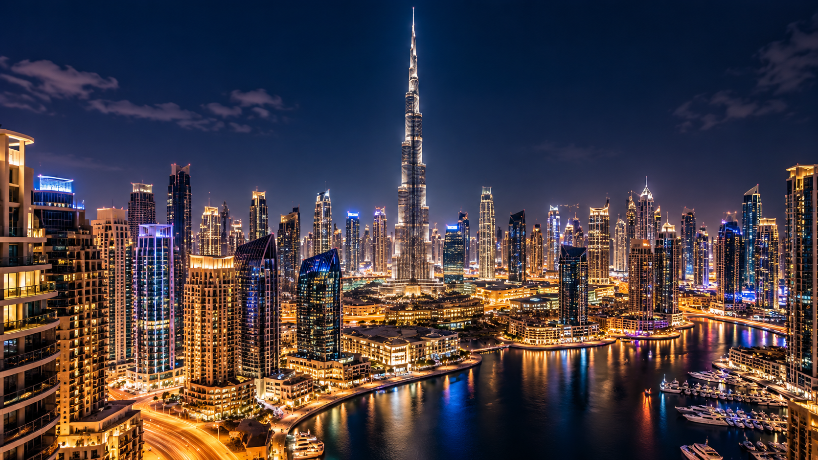 Dubai skyline at night